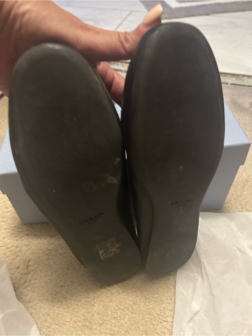 AUTHENTIC PRADA black leather Mary Jane flats. - Picture 9 of 16